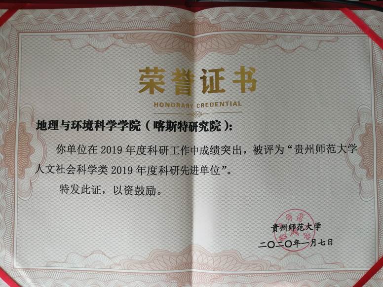 2019年--必赢242net官网人文社会科学类2019年度科研先进单位